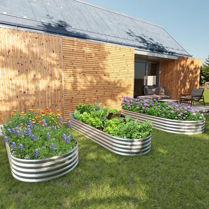 2PCS 6x3x1ft Galvanized Metal Raised Garden Bed Kit,Outdoor Planter Box Vegetables,Flowers,Herbs Durable Rust-Resistant Patio Gardening Beds - size: 6x3x1(2PCS)