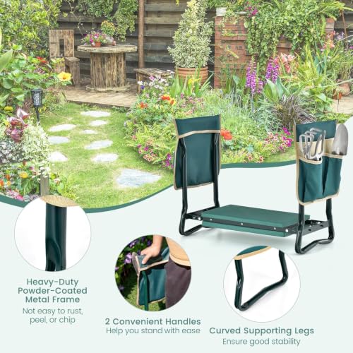 LDAILY Garden Kneeler and Seat, Heavy-Duty Foldable Garden Stool