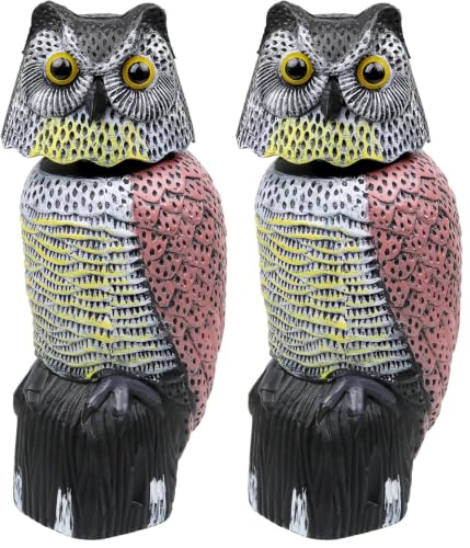 Owl Decoys to Scare Birds Away Scarecrow Fake Owl with Rotating Head, 16" - size: 16 inches (Pack of 2)