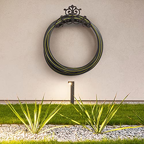 MyGift Brown Heavy Duty Cast Iron Outdoor Garden Water Hose Hanger - style: Vintage Scrollwork