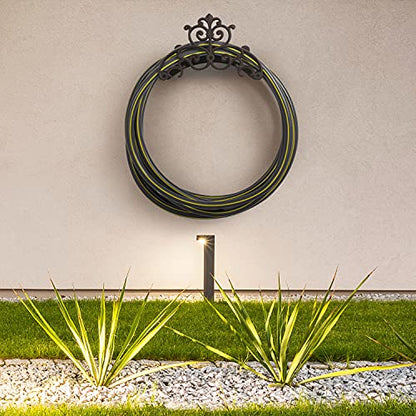 MyGift Brown Heavy Duty Cast Iron Outdoor Garden Water Hose Hanger - style: Vintage Scrollwork