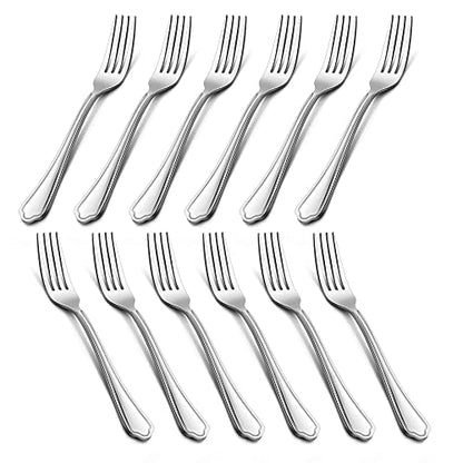 LIANYU Salad Forks Set of 12, 6.7 Inches Stainless Steel Appetizer Dessert Forks Silverware, Scalloped Edge, Dishwasher Safe