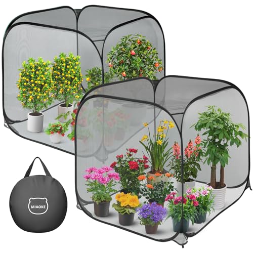 2Pc Pop Up Mesh Plant Cover,35x35x38'' Garden Netting for Insect Protection - color: Black, size: 2 pieces