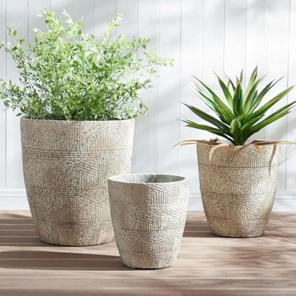 17.7"+13.7"+11.4" Weathered Concrete Planters with Drainage Hole Set of 3 - color: Gray, size: Set of 3