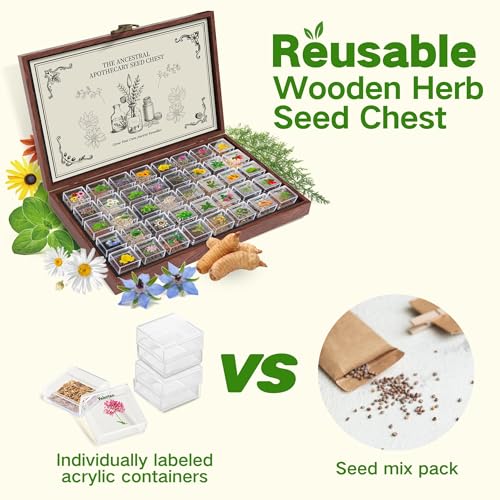 Lush&Dew Ancestral Apothecary Medicinal Tea Herb Seed Chest, Gardening Gift - style: Medicinal Herbs