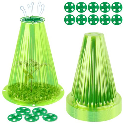 UQM 20 Pack Garden Cloches for Plants with Rotary Vent Cover Reusable - color: Green-20pc