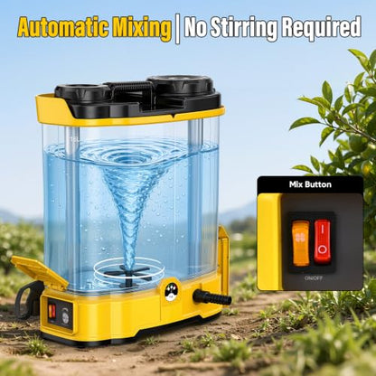Battery Powered Backpack Sprayer with Auto Mixer,2 Batterie,120PSI Sprayer - color: yellow-4.3 gal