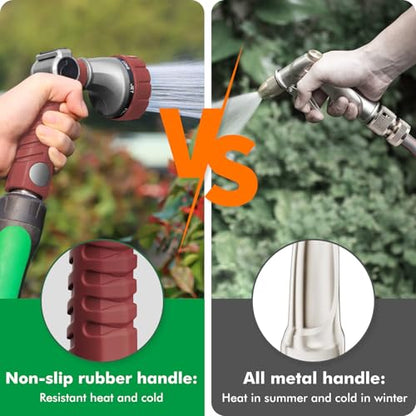 RESTMO Heavy Duty Hose Nozzle, Metal Garden Water Hose Sprayer - color: Red