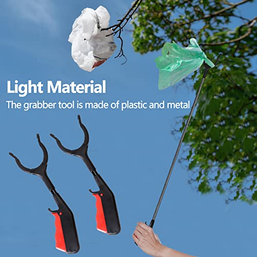 Tookie Grabber Tool, 2pcs 30cm Grabber Tool Adults Kids Senior Reacher Claw Rubbish Tong Portable Grabber Tool(Black + red)