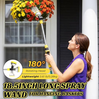 Hushee 2 Pack Watering Wand for Garden Hose, 18.5 in, 8 Spray Patterns