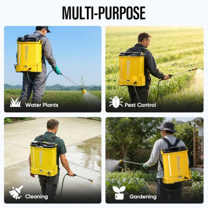 Battery Powered Backpack Sprayer with Auto Mixer,2 Batterie,120PSI Sprayer - color: yellow-4.3 gal