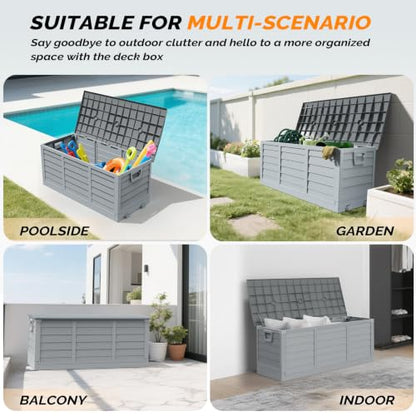 VINGLI 75 Gallon Collapsible Outdoor Storage Box, Grey - color: Grey