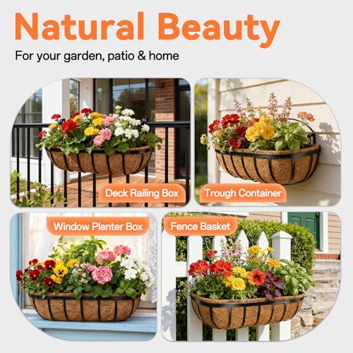 Halatool 36" Coco Liners for Planters, 3Pcs Coconut Liners for Window Boxes - size: 36in