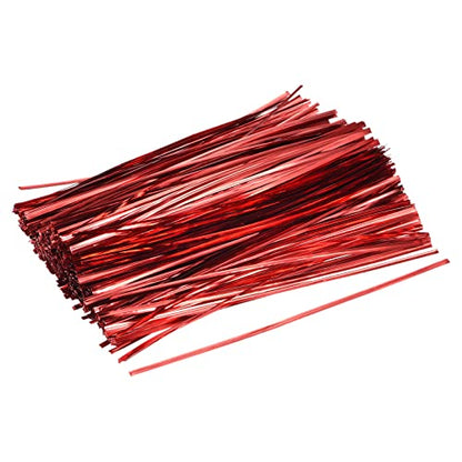 MECCANIXITY 750 Pcs 8" 20cm Foil Twist Ties, Red - color: Red, size: 8-inch