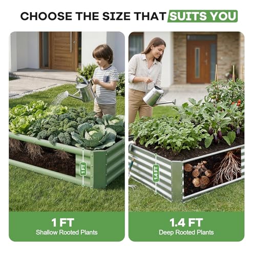 Galvanized Raised Garden Bed Kits, 8x4x1.4ft Planter Box Silver - color: Silver, size: 8x4x1.4ft (1pcs)