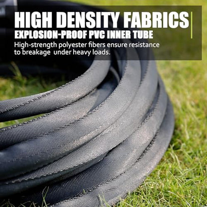 Non-Expandable Garden Hose 25feet, with 10 Function Hose Nozzle, Tough & Flexible, Lightweight, Crush Resistant Fittings, Kink & Tangle Free, Rust Proof - size: 25FT