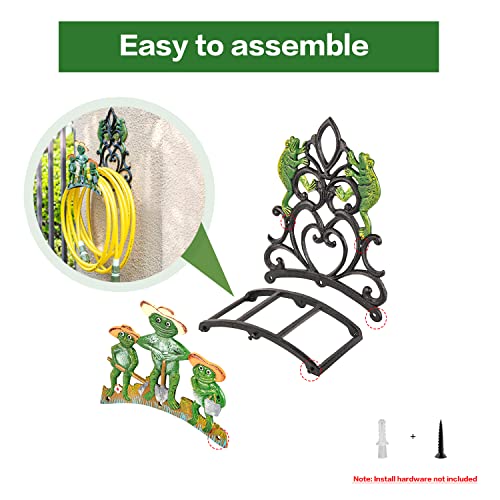 Sungmor Cast Iron Wall Mounted Garden Hose Holder - Five Frogs Rack - color: Shape D-frog