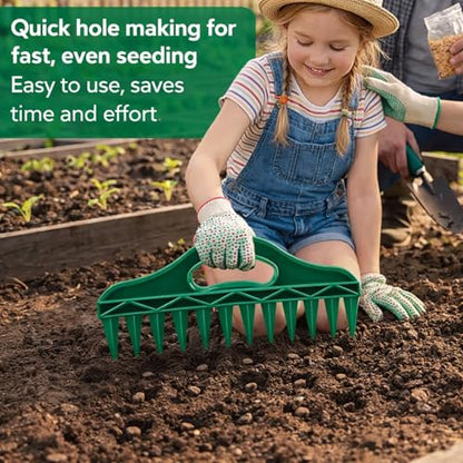 12-Hole Digger Seed Spreader,7 Piece Sowing Seeds Dispenser Set,Mini Seed Dispenser for Small Seeds, Handheld Seed Planter Tool Seed Dibber Multifunctional Spacer Gardening Tools (Green)