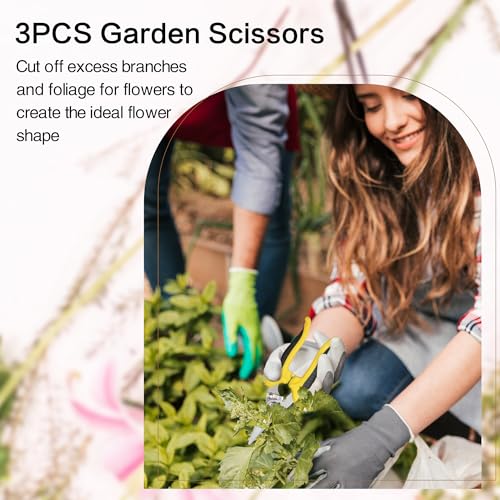 3Pcs Stainless Steel Garden Pruning Shears for Plants (Yellow) - color: Yellow