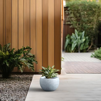 Kante Small Round Bowl Blue Gray Concrete Planter 11.8" Dia, Outdoor - color: Gray, size: 11.8" d