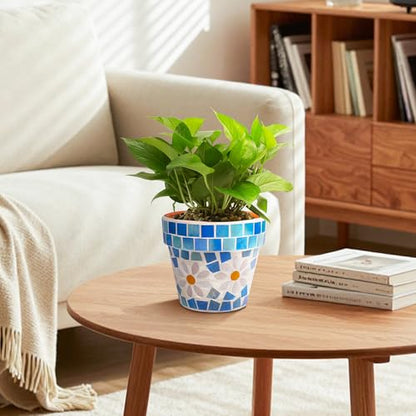 Ceramic Small Plant Pot with Drainage Hole, 4 in Succulent Planter - color: Flower