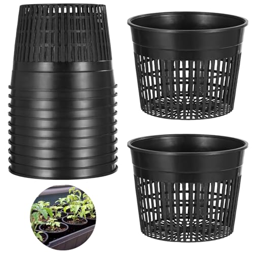 12 Pcs Net Pots for Hydroponics - 6 Inches Hydroponic Baskets Net Cups for Planting with Drainage Holes, Ideal for Lily Plants, Lightweight and Stackable Design for Efficient Growth