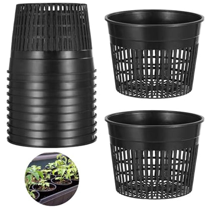 12 Pcs Net Pots for Hydroponics - 6 Inches Hydroponic Baskets Net Cups for Planting with Drainage Holes, Ideal for Lily Plants, Lightweight and Stackable Design for Efficient Growth