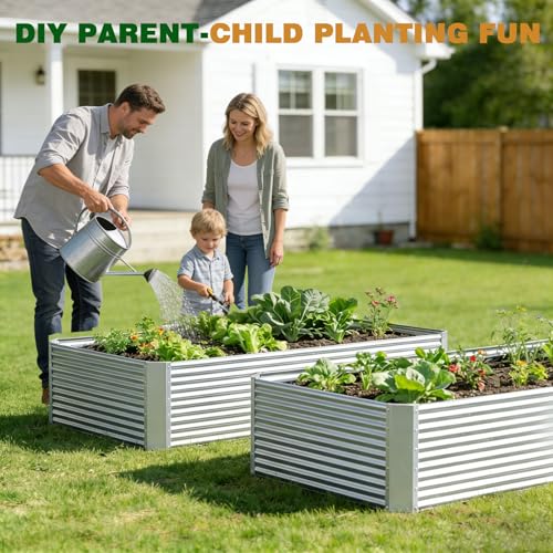 Galvanized Steel Raised Garden Bed, Extra Large Outdoor Planter Box for Vegetables & Herbs, Rust-Resistant and Easy to Clean DIY Garden Box (3, 6×3) - size: 6×3