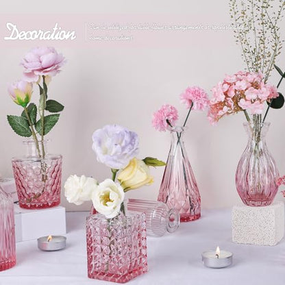 TBWIND Pink Glass Bud Vase Set of 24, Small Flower Vases - color: Pink-24pcs, size: 24Pcs