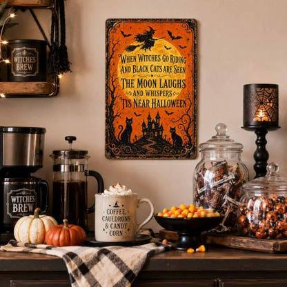 Halloween Poem Metal Art Sign When Witches Go Riding Wall Decor - color: 04A