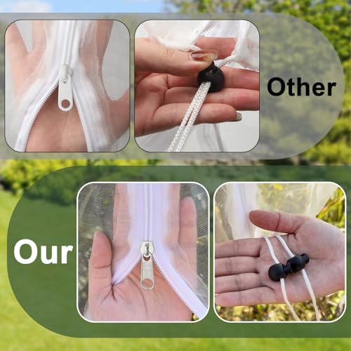 2 Pack 10x10 FT Fruit Tree Netting Apple Blueberry Zipper Drawstring - size: 10x10ft(2Packs)