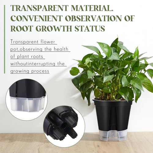 Wonderjune Self Watering Planter, 5.91'', Black, 9 Pcs - color: Black, size: 5.91''