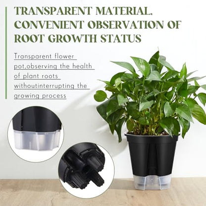 Wonderjune Self Watering Planter, 5.91'', Black, 9 Pcs - color: Black, size: 5.91''