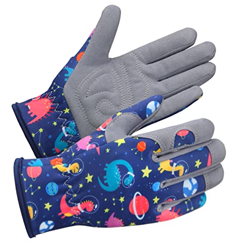 Baidast Garden Gloves for Kids, Breathable Leather Gardening Gloves for Digging, Planting, Pruning - size: Large(Age 10-12)