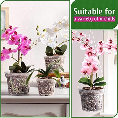 REMIAWY Orchid Pot, 9 Pack Orchid Pots with Holes, 3 Each of 4.8, 5.7 and 6.4 Inch Clear Flower Planter for Repotting, Plastic Slotted Nursery Planters Indoor Outdoor - size: 3 Each of 4.8", 5.7", 6.4"