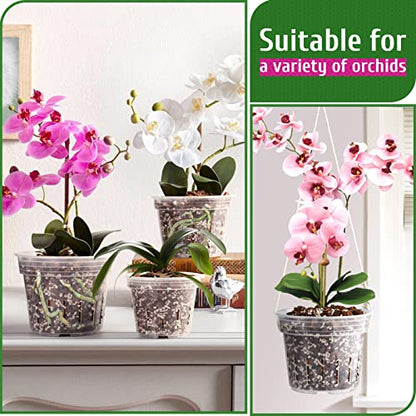 REMIAWY Orchid Pot, 9 Pack Orchid Pots with Holes, 3 Each of 4.8, 5.7 and 6.4 Inch Clear Flower Planter for Repotting, Plastic Slotted Nursery Planters Indoor Outdoor - size: 3 Each of 4.8", 5.7", 6.4"