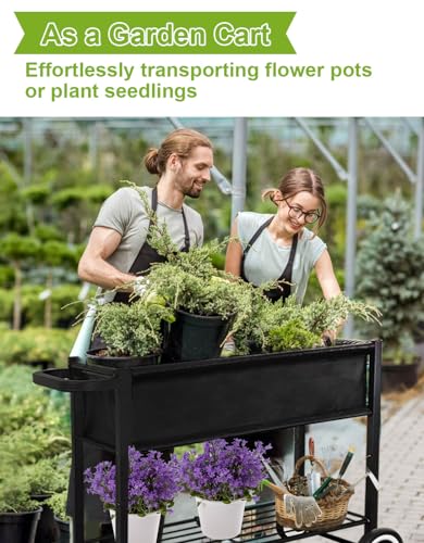Raised Garden Bed with Legs, Black