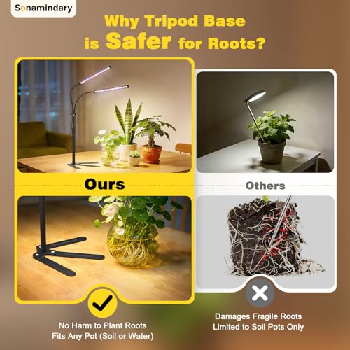 LED Grow Lights for Indoor Plants, Tripod Stand, Dual Head - size: Stand-2 Head