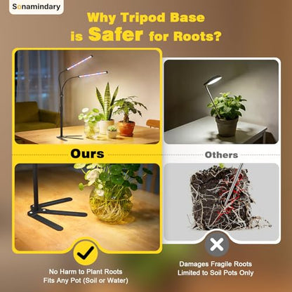 LED Grow Lights for Indoor Plants, Tripod Stand, Dual Head - size: Stand-2 Head