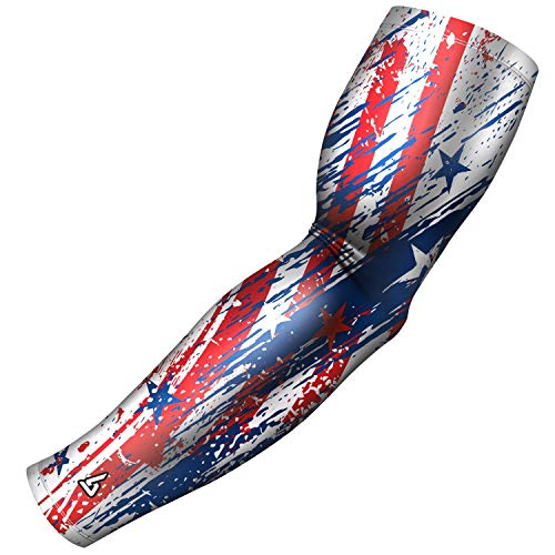 B-Driven Sports Sleeve Pro-Fit - Patriotic Arm Sleeve - USA, Cuba, Mexico, Israel, Canada, Venezuela, Dominican Rep. - Single - color: Usa Graffiti, size: XXXX-Small (Youth Small)
