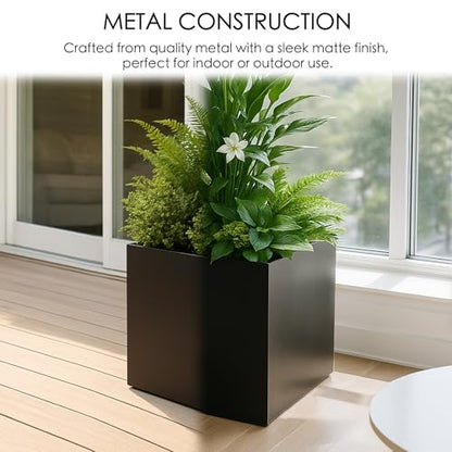Kozyard 20'' Cube Metal Planter Steel Planter Box - color: Black/20''h X 20''w X 20''l