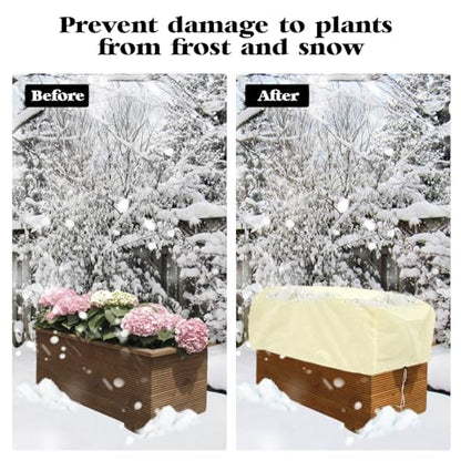 4 Pcs Rectangular Planter Box Cover Freeze Protection, Flower Box Covers Winter Frost Blanket with Drawstring for Outdoor Plants Balcony Windowsill Raised Beds(39.3x17.7x15.7 Inch)