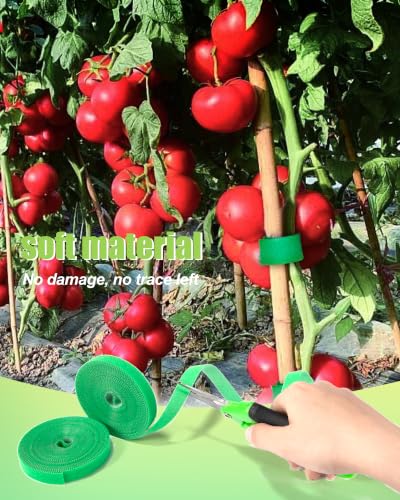 8 Rolls (131.2 feet totaling) Hook‑and‑Loop Plant Ties with Pruning Shears, Adjustable Reusable Garden Straps for Climbing Plants, Tomato Vines, 1/2" Wide
