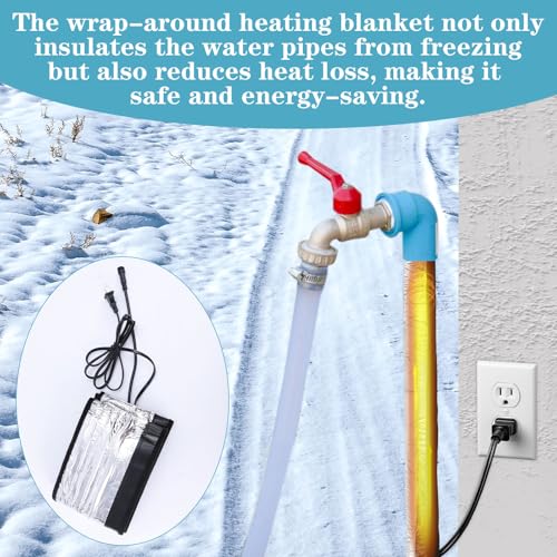 Water Pipe Heat Blanket, 38x6.3inch Aluminum Water Pipe Heat Tape Pipe Freeze Protection Water Pipe Anti-Freeze Frost Insulation Wrap Protection Heater Cable for Metal & Plastic Pipes