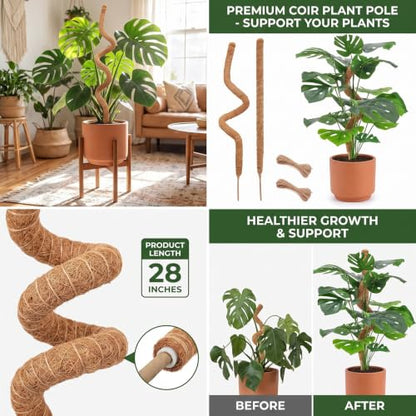 2-Pack Stackable Bendable Moss Pole, Rust-Free Aluminum Core for Monstera