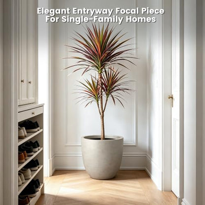Kante Weathered Concrete Planter 18" Dia All-Weather Round Large Pot - color: Buff Concrete, size: 18"d