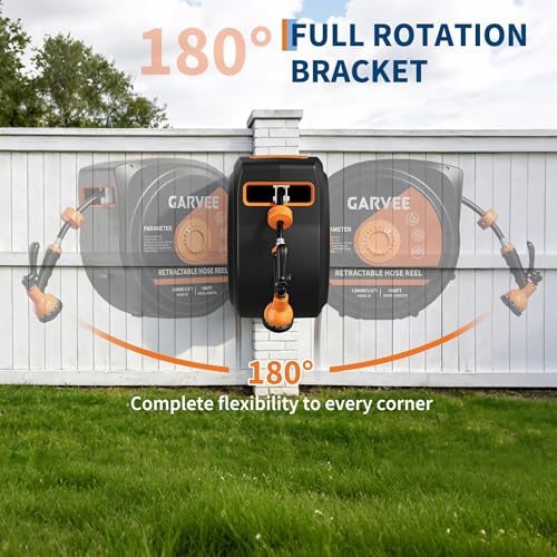 Retractable Garden Hose Reel, 100ft Slow Rewind Wall Mount - size: 100FT