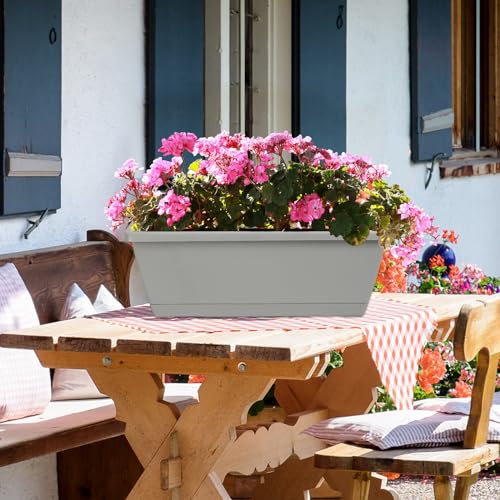 12Pcs 17Inches Rectangle Planter Box with Drainage Holes and Trays - color: Black