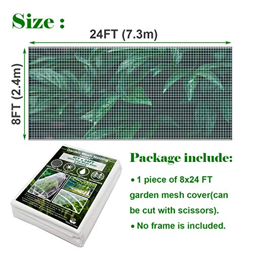 Ultra Fine Garden Pest Barrier Netting, Plant Covers 8x24ft Protection Net - size: 8ftx24ft