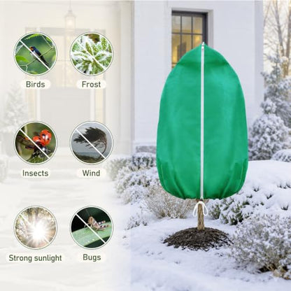 2 Pack Green Plant Freeze Covers, 78"x95" Frost Cloth with Drawstring - size: 78''x95''